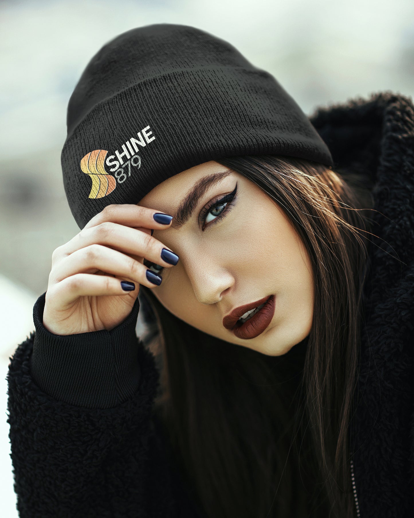 Shine 879 Charcoal Beanie - Embroidered Logo